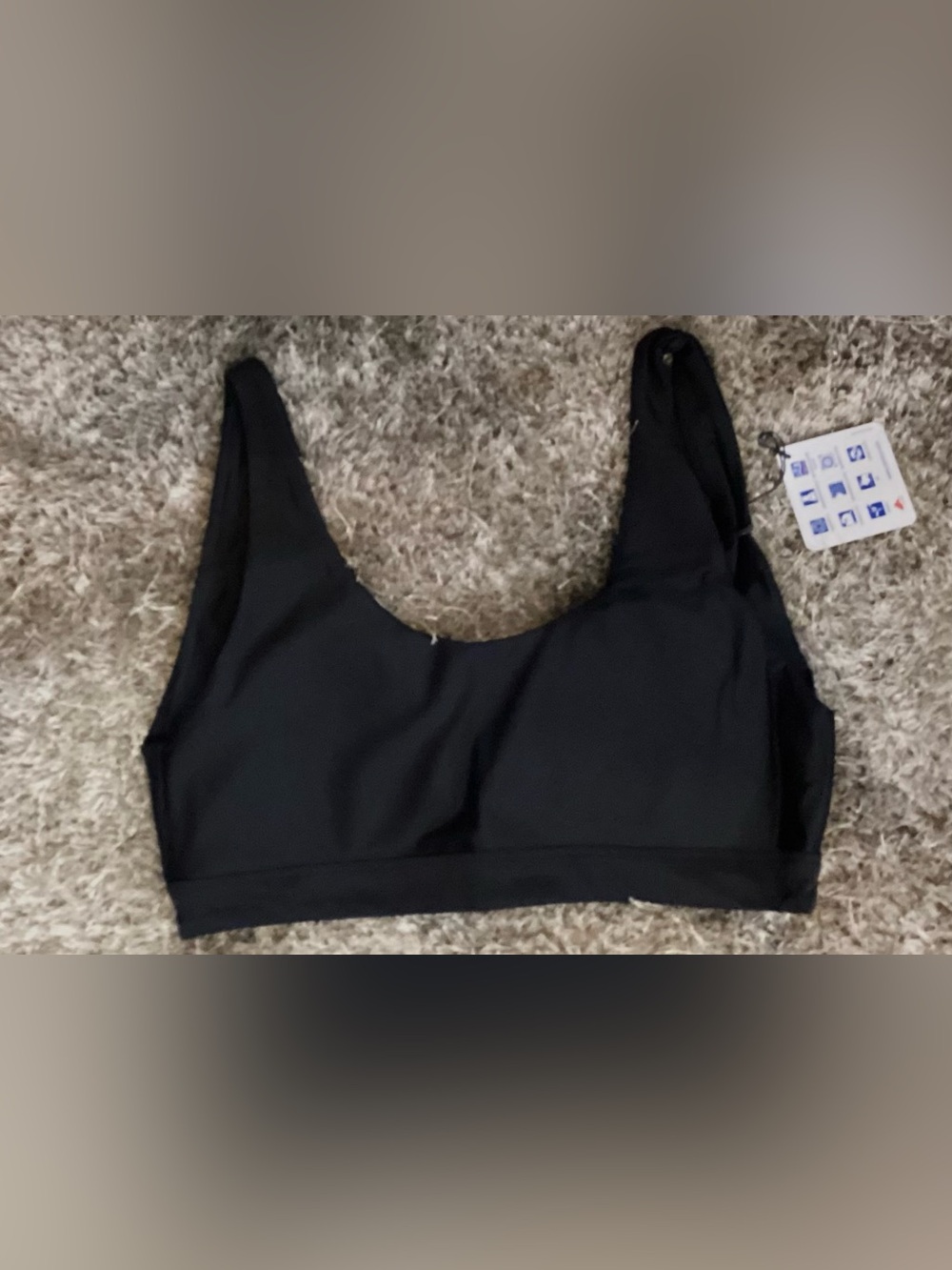 Classic Simple Black Scoop Wireless Swim Top 🖤